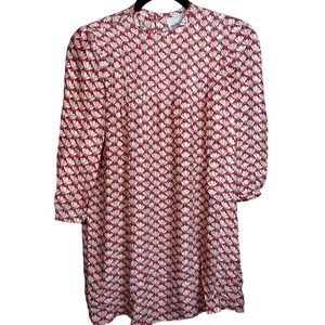 Rachel Antonoff Erin Yolk Dress Long Sleeve Red Cream Size‎ 0 Mini Dress Silk